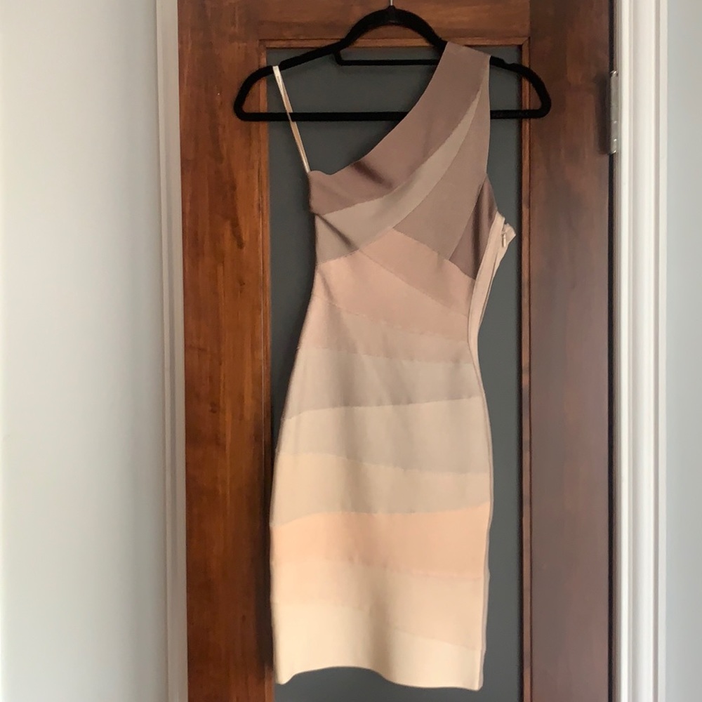 Herve Leger umbre one shoulder dress size xxs